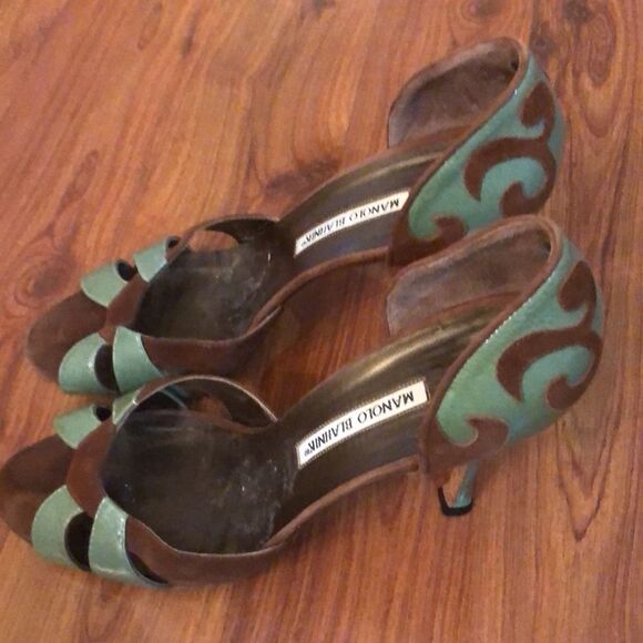 Manolo Blahnik Leather and suede unique heels size 40.5 - Picture 5 of 8